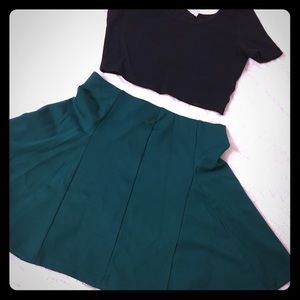 green f21 skater skirt