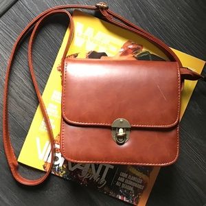 Faux Leather Cross body bag, Brown, New