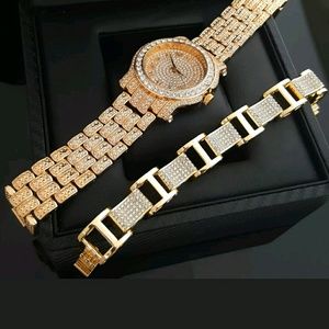 14K GOLD plated ICED OUT WATCH BRACELET