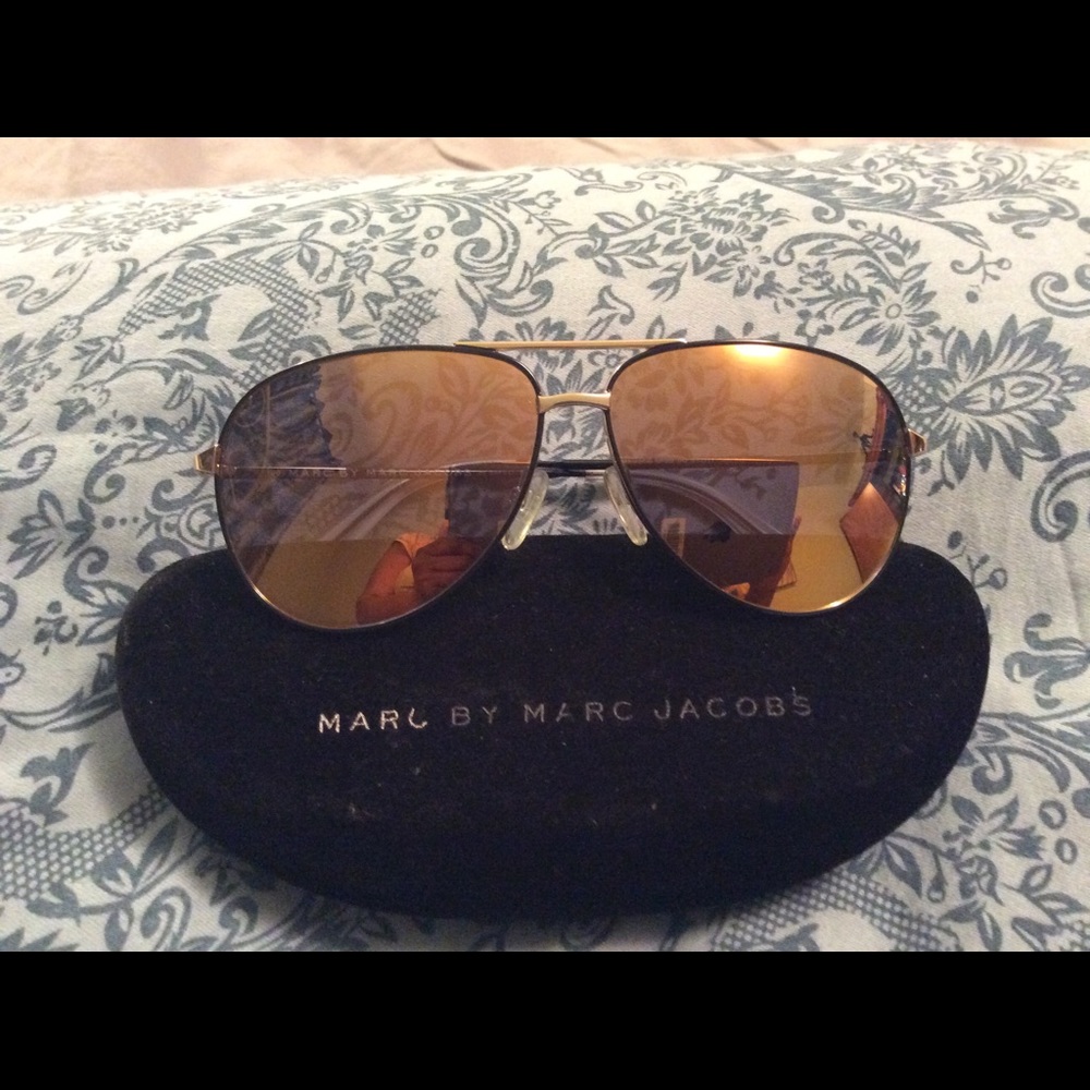 MARC by Marc Jacobs Gold Mirrored Aviator Sunglass