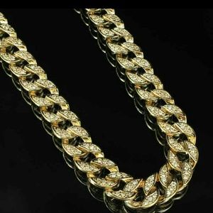 14K GOLD Plated ICED OUT CUBAN CHAIN
