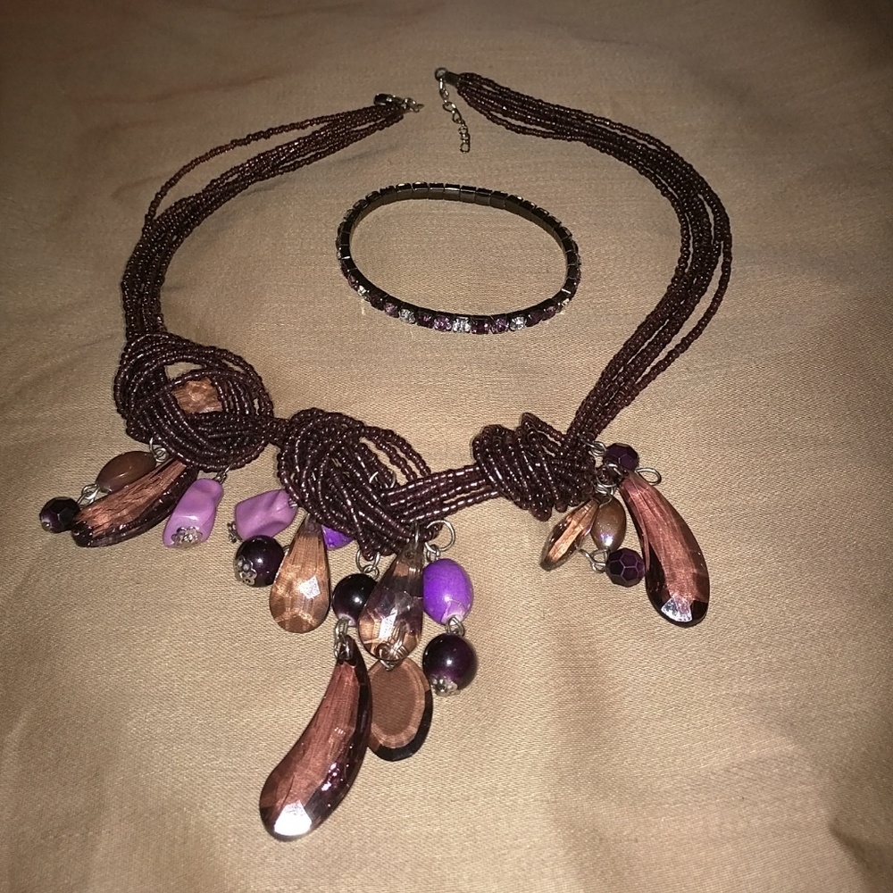 Purple necklace and bracelet