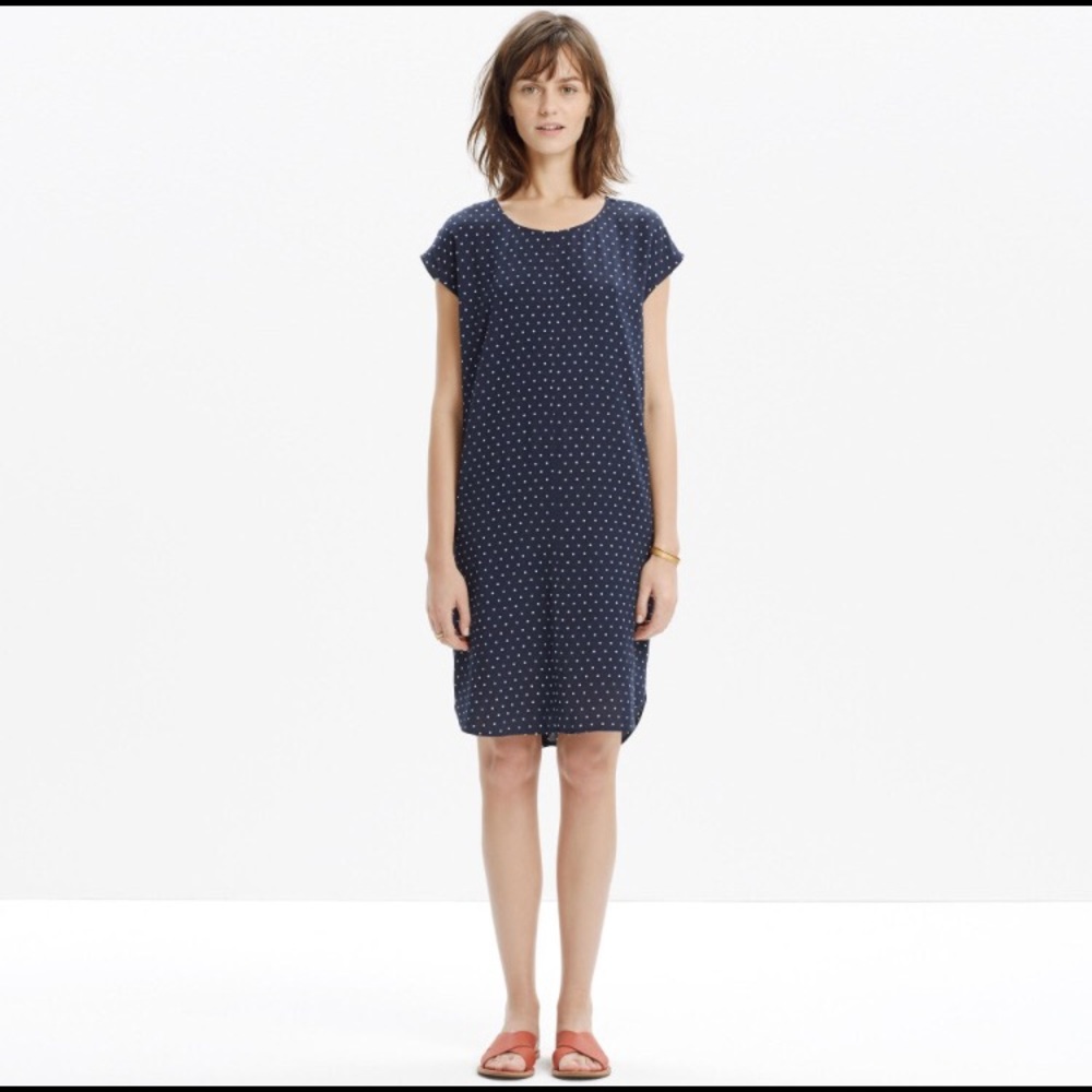 Madewell Navy Polka Dot Easy Dress Sz XS
