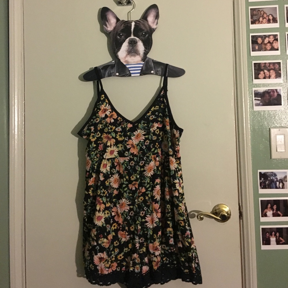 Floral Romper with Lace Trim