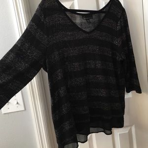 Black and silver striped lightweight sweater