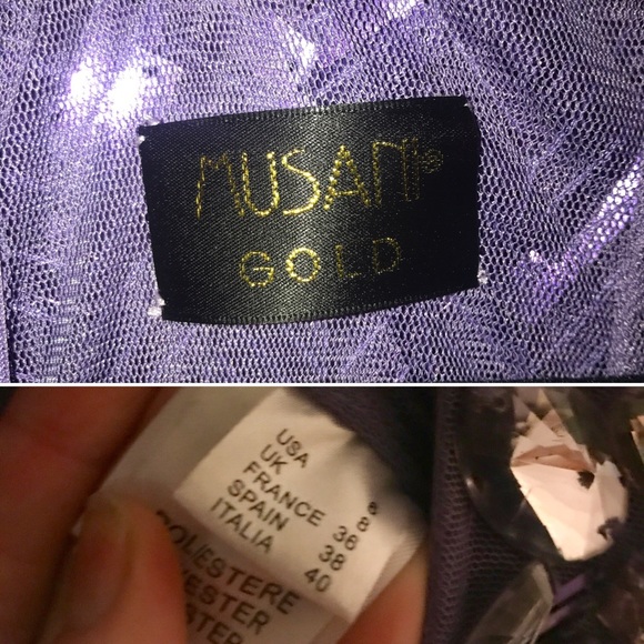 MUSANI GOLD NWOT Purple Crystal Mini Dress NYE - Picture 4 of 6