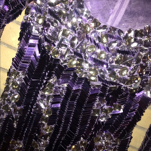 MUSANI GOLD NWOT Purple Crystal Mini Dress NYE - Picture 2 of 6
