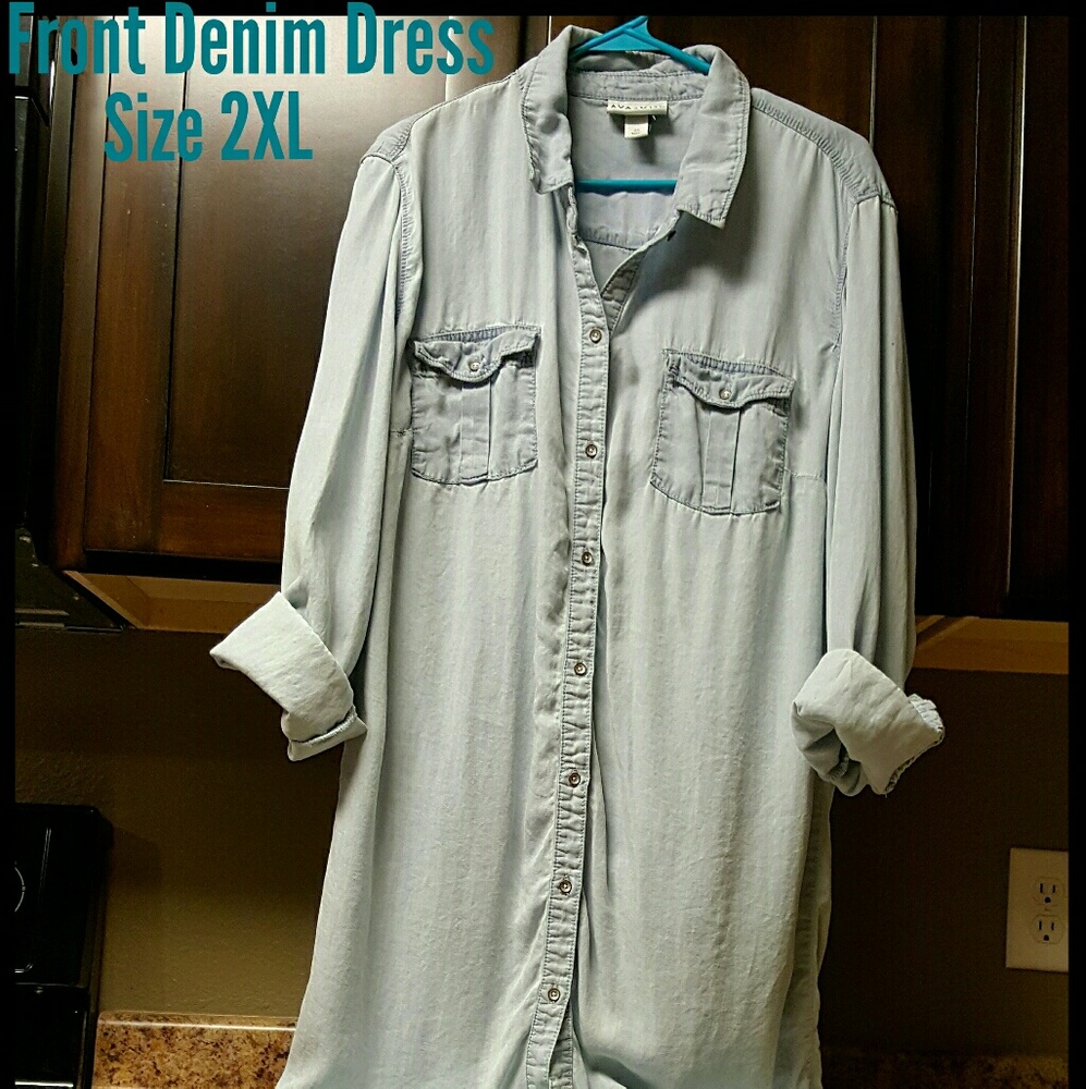 Denim Button up Denim Dress by AVA-VIV