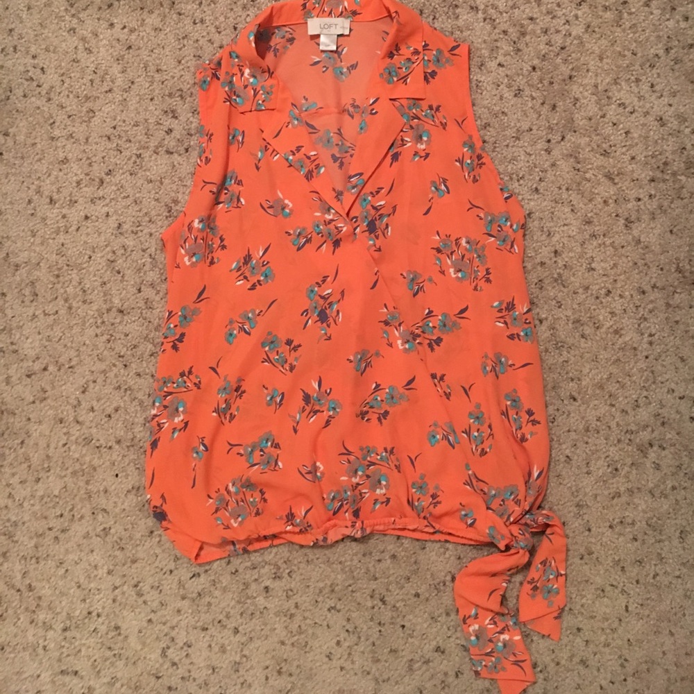 Orange and teal floral tank top