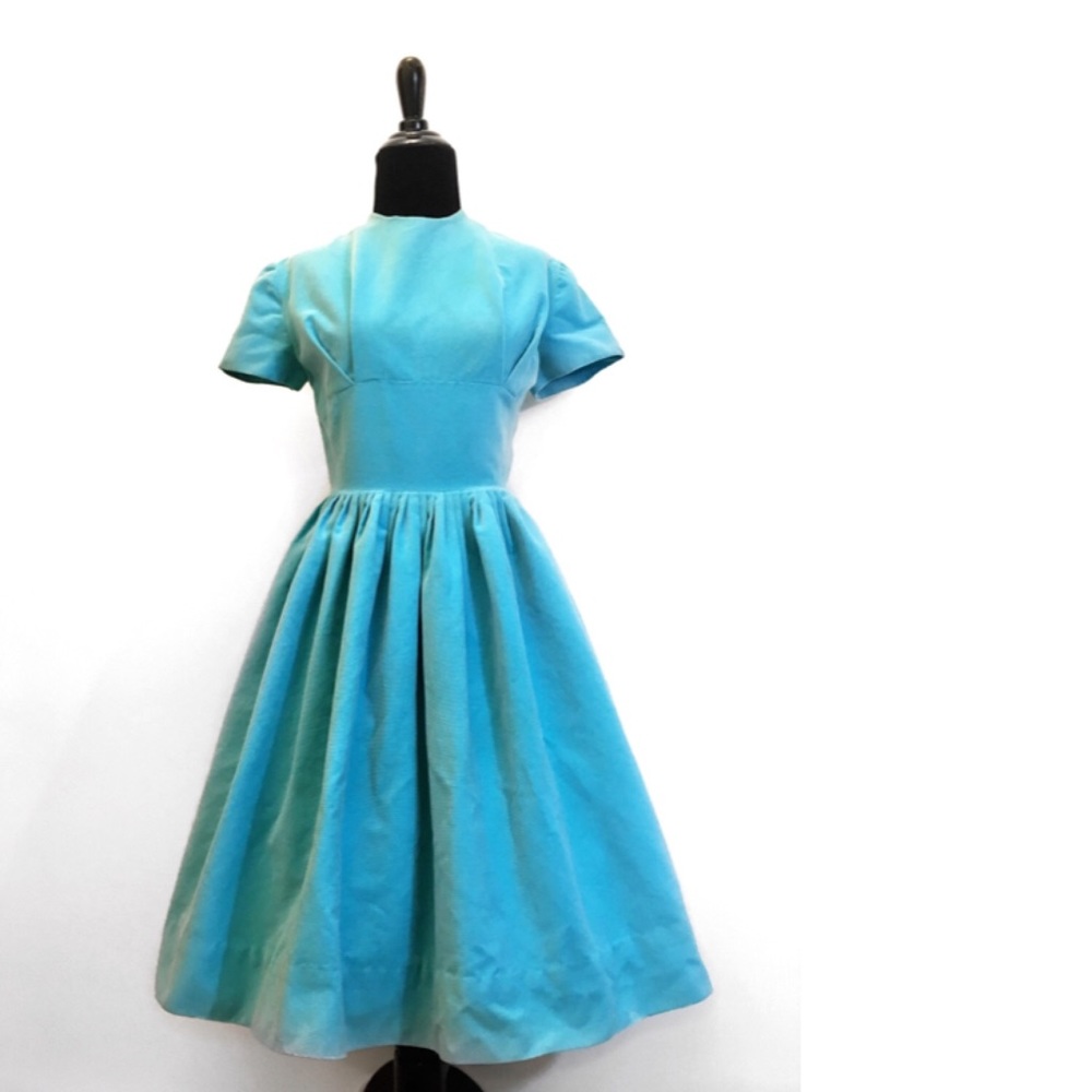 True Vintage  Blue 1950's Corduroy Day Dress