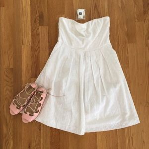 White eyelet strapless dress