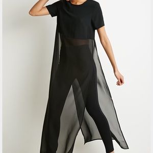 Long line black blouse