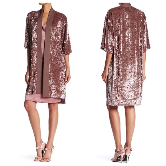 Dress Forum Sweaters - Dress Forum Open Front Mauve Velvet Cardigan