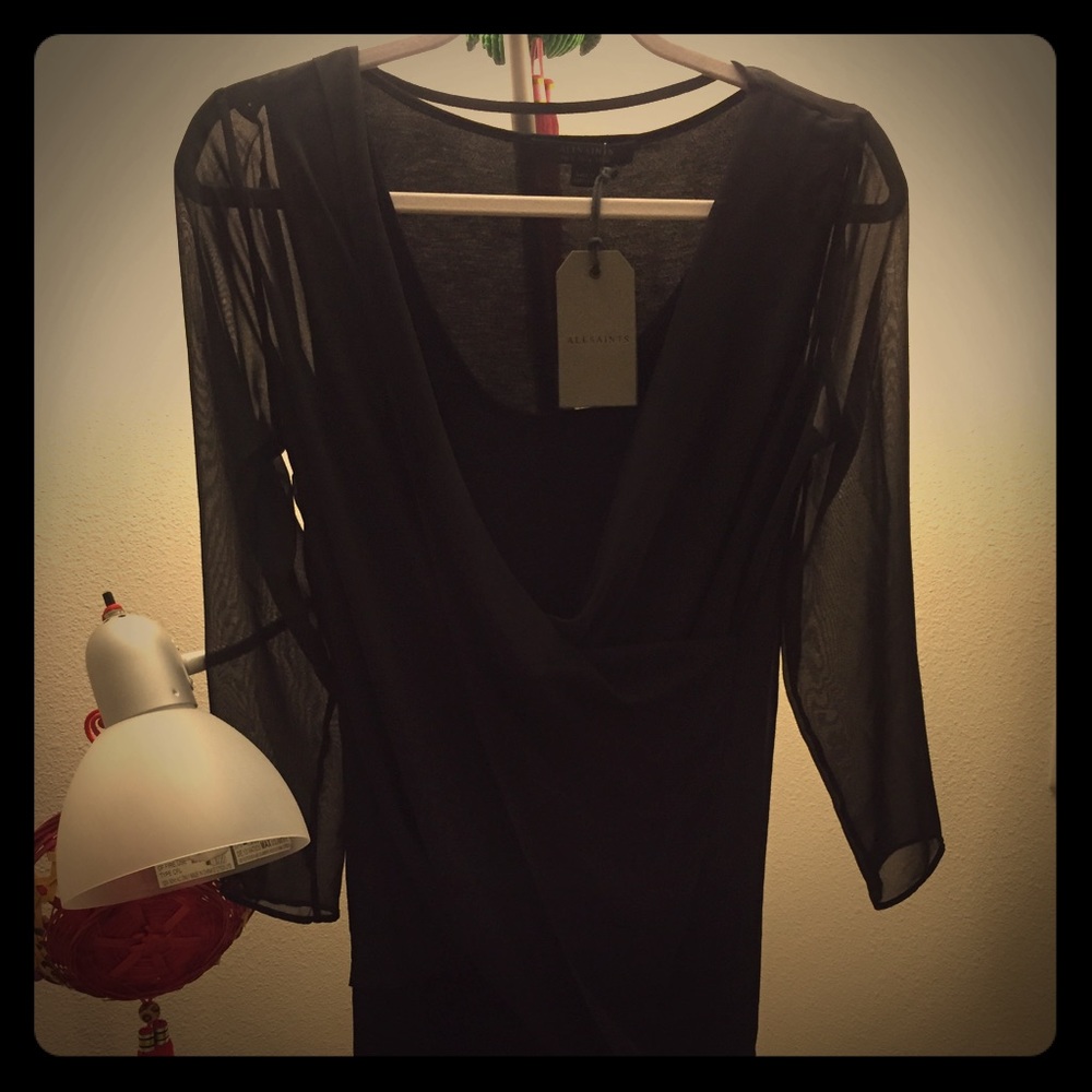 NWT! ALLSAINTS Lowe chiffon wrap dress