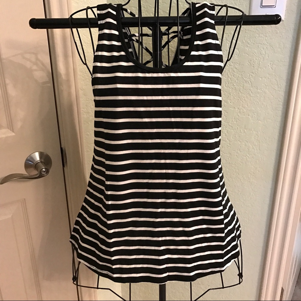 Black & White Stripe Rope Back top