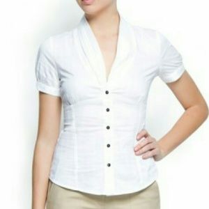 White slim fitted short sleeve shirt-NEW