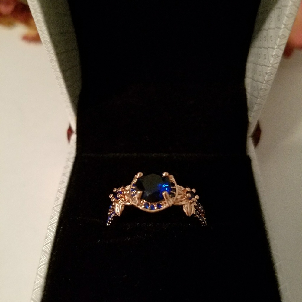 💙HP💙BLUE CZ ROSE GOLD FILLED RING - Picture 3 of 5