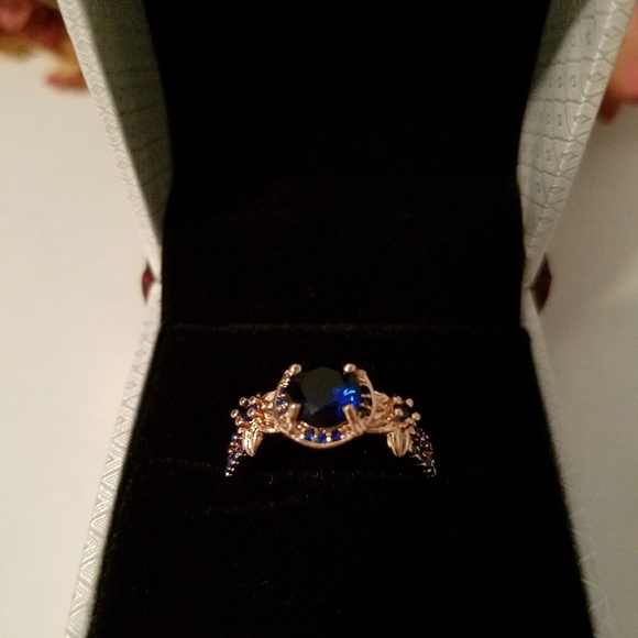 💙HP💙BLUE CZ ROSE GOLD FILLED RING - Picture 3 of 5
