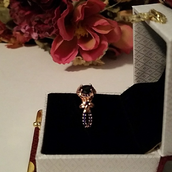 💙HP💙BLUE CZ ROSE GOLD FILLED RING - Picture 4 of 5