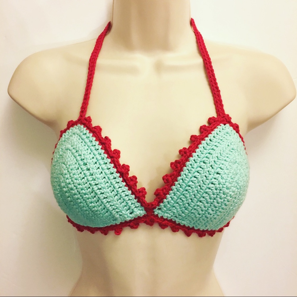 Vintage Style Crochet Bikini Top Handmade