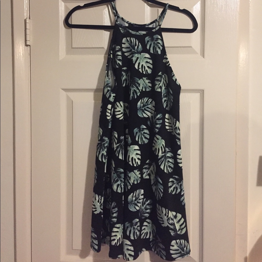 Palm leaf print dress