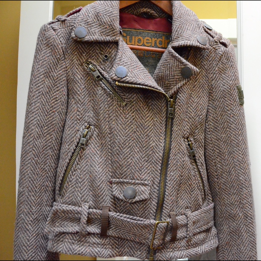 Asymmetrical Zip Tweed Jacket