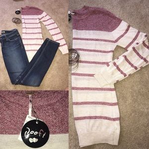 NWT POOF! Burgundy/Cream light knitted sweater M