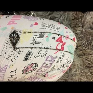 Black three d diamond shaped necklace