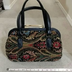 Giant vintage needle point carpet bag