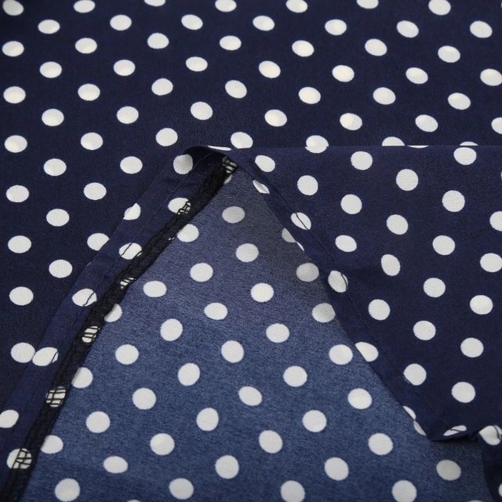 ✨Navy & White Polka Dot Keyhole Blouse✨ - Picture 3 of 4