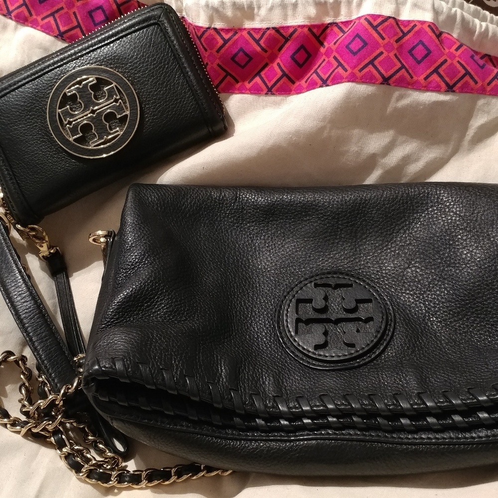 Authentic Tory burch foldover crossbody & wallet!!