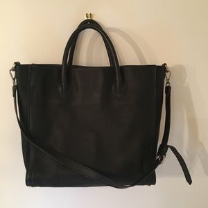 Madewell black leather tote bag