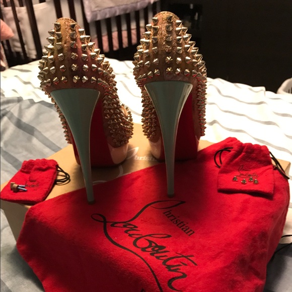 Christian Louboutin cork platform studded peep-toe - Picture 2 of 3
