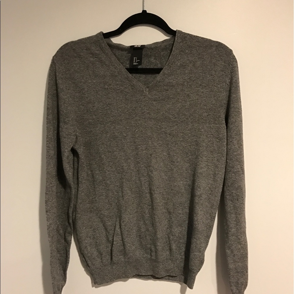 Gray V-Neck Sweater