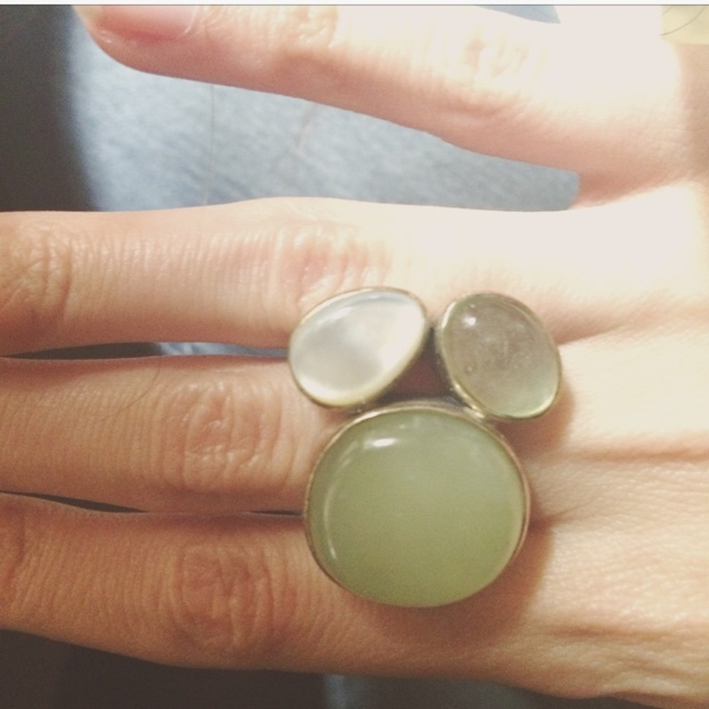 Silpada Green Cluster Large Stone Statement Ring Jewelry