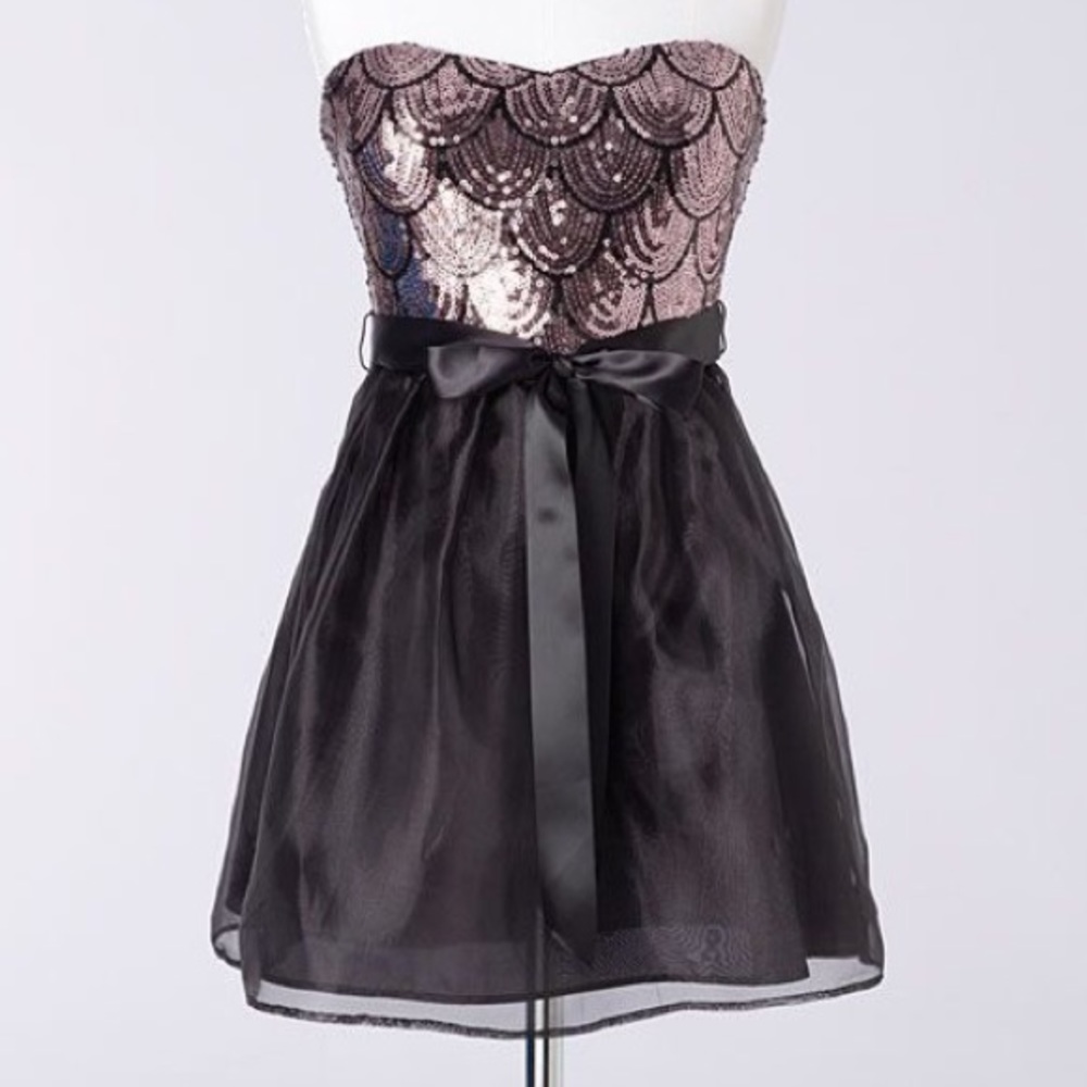 Short Rose gold&black Formal prom homecoming dress