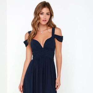 BARIANO OCEAN OF ELEGANCE NAVY BLUE MAXI DRESS