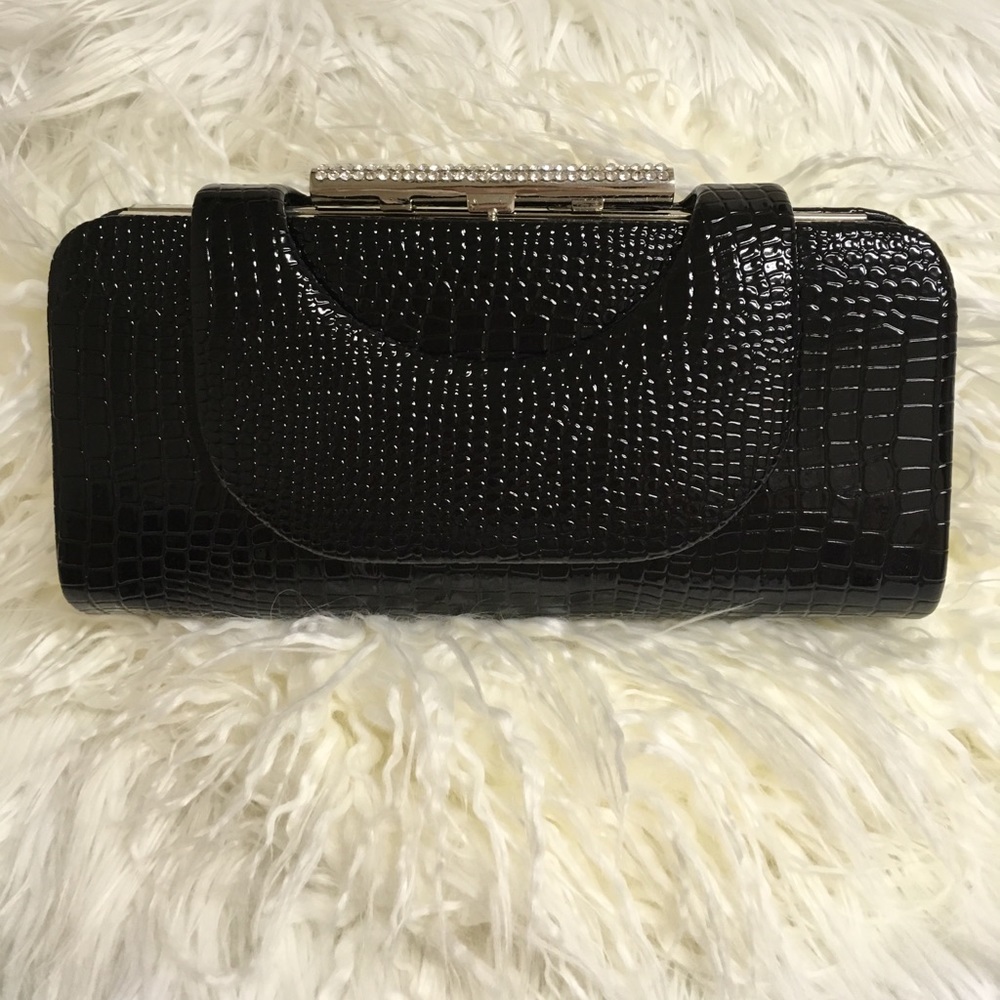 Black Faux Leather Clutch. No strap.