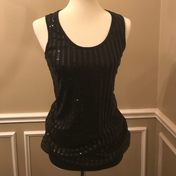 NWOT*Shiny sequence black tank - Picture 1 of 5