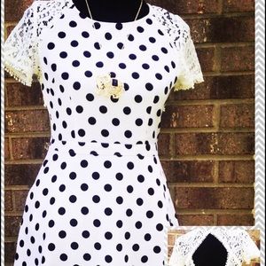 Knee length polka dot dress