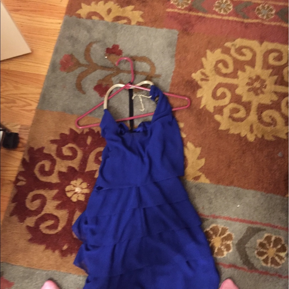 Royal blue dress with silver collar