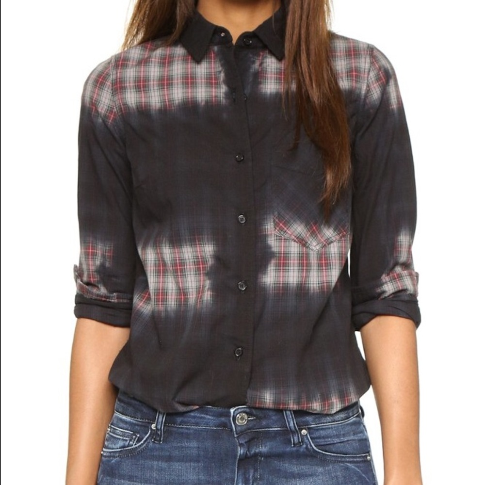 Monrow Button Down Plaid Shirt