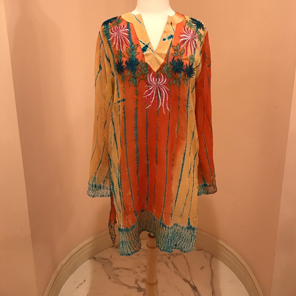 Vibrant orange tie dye tunic