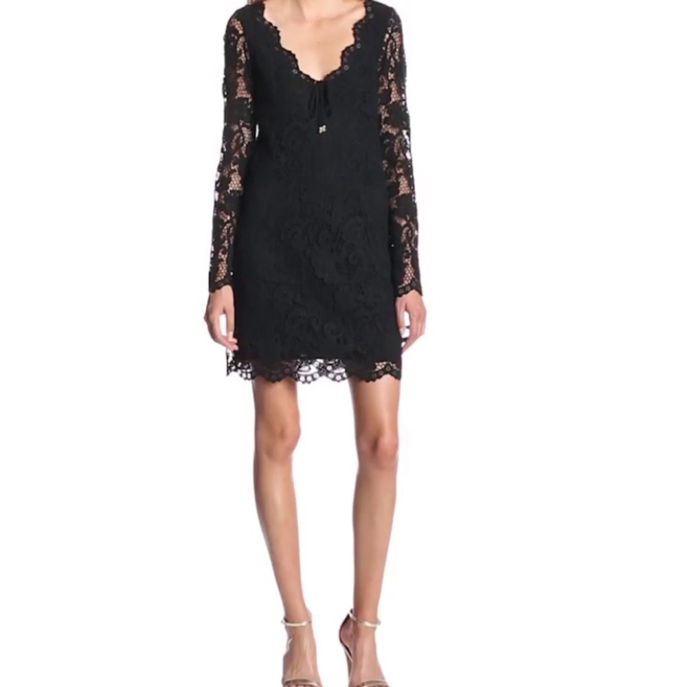 Juicy Couture Pitch Black Scallop Lace Dress
