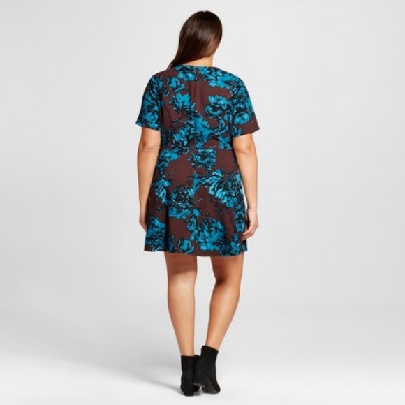 Teal Floral Dress w/ Shoulder Slits - Picture 4 of 4