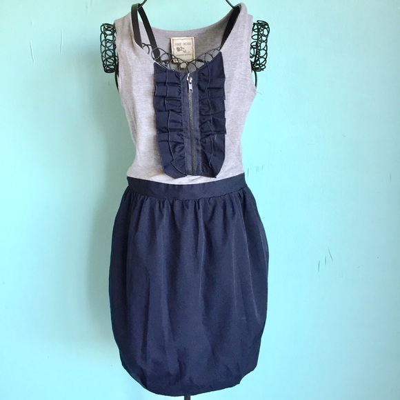 Pink Rose Dresses & Skirts - Navy Blue Dress with Front Faux zipper