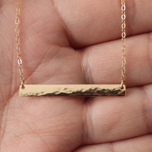 Jewelry - 14K Gold-Filled Textured Bar Necklace - Handmade!