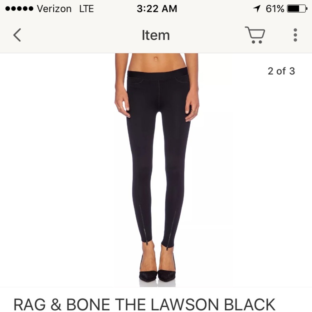 Rag and bone The Lawson black chevron leggings M