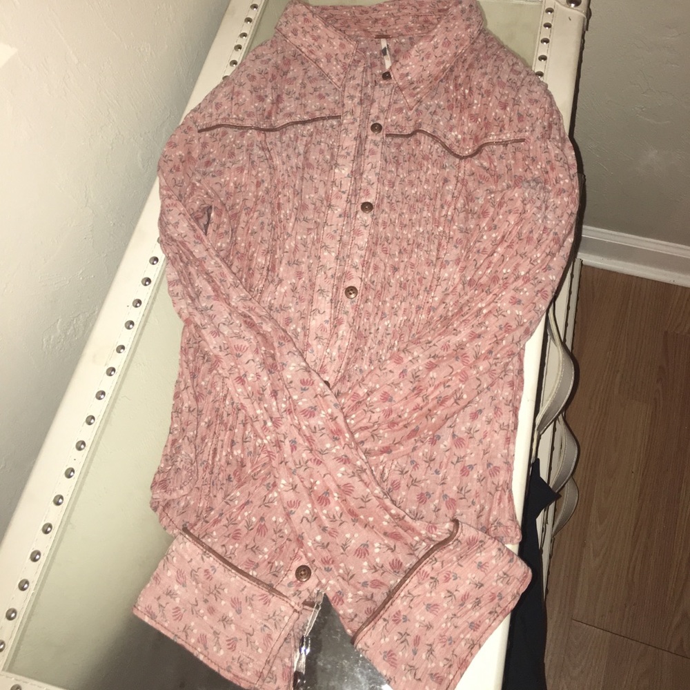 Free people stretchy button up