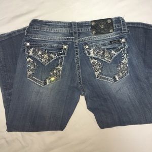 Miss Me Crop Embellished Fleur De Lis Jeans